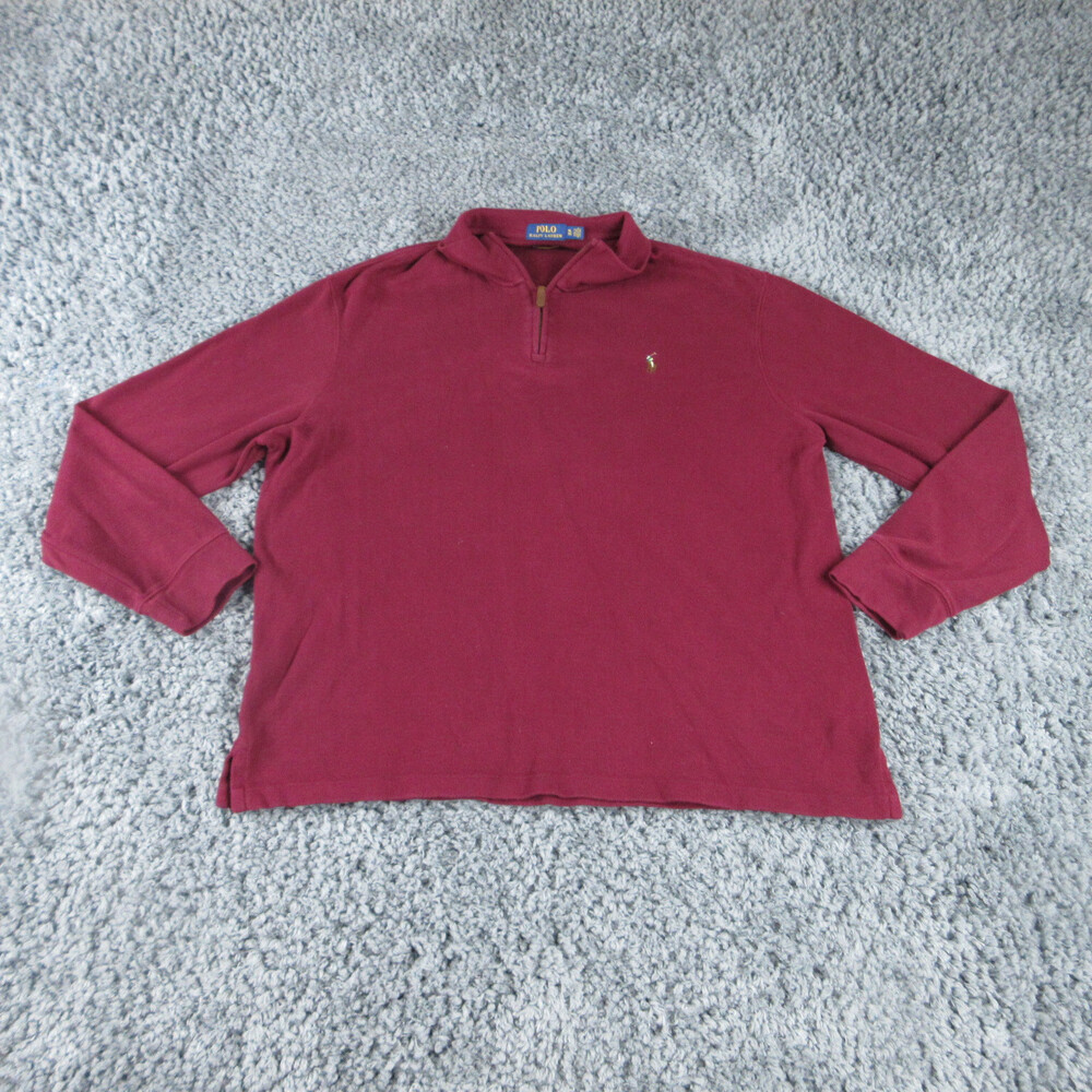 Polo Ralph Lauren Shirt Mens Extra Large Red Estate Rib Long Sleeve Pullover